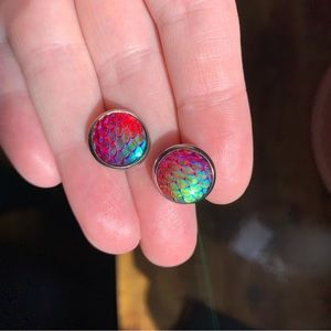 Rainbow Mermaid Scale Earrings